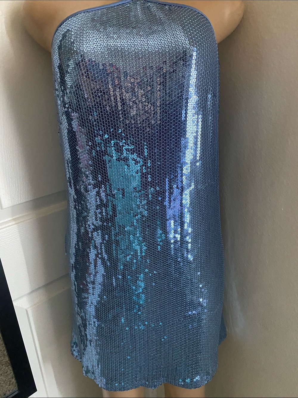 Prabal Gurung Blue Sequin Strapless Mini Skirt